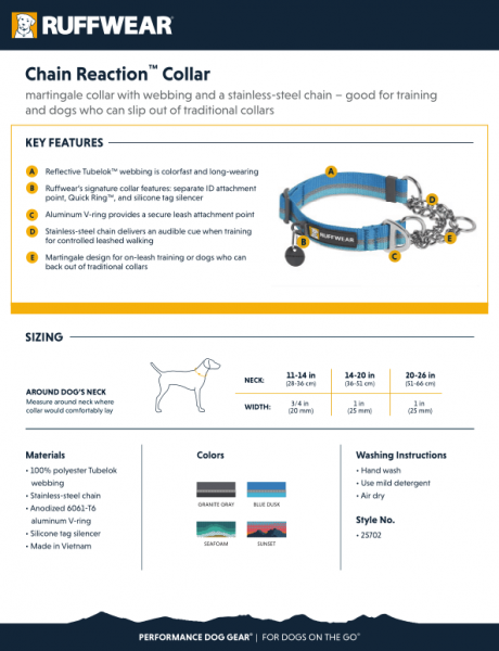 Ruffwear - Chain Reaction Collar - Sunset - Gr. S